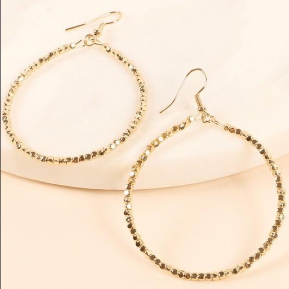 Beaded Hoops - Gold